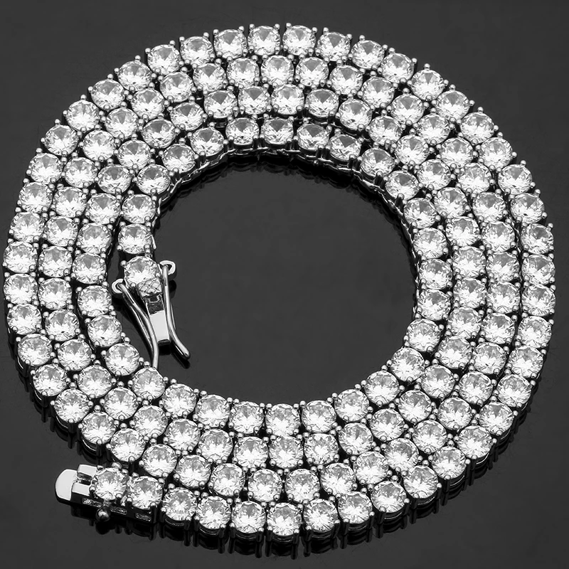 アクセサリー Glitter iced out chain 3mm 45cm 3MM Iced Out Bling AAA Zircon Tennis Chain Necklace Men