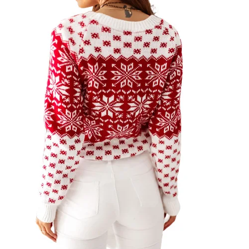 Hot Selling Winter Red Snowflake Sweater Women Custom Knit Stripe ...