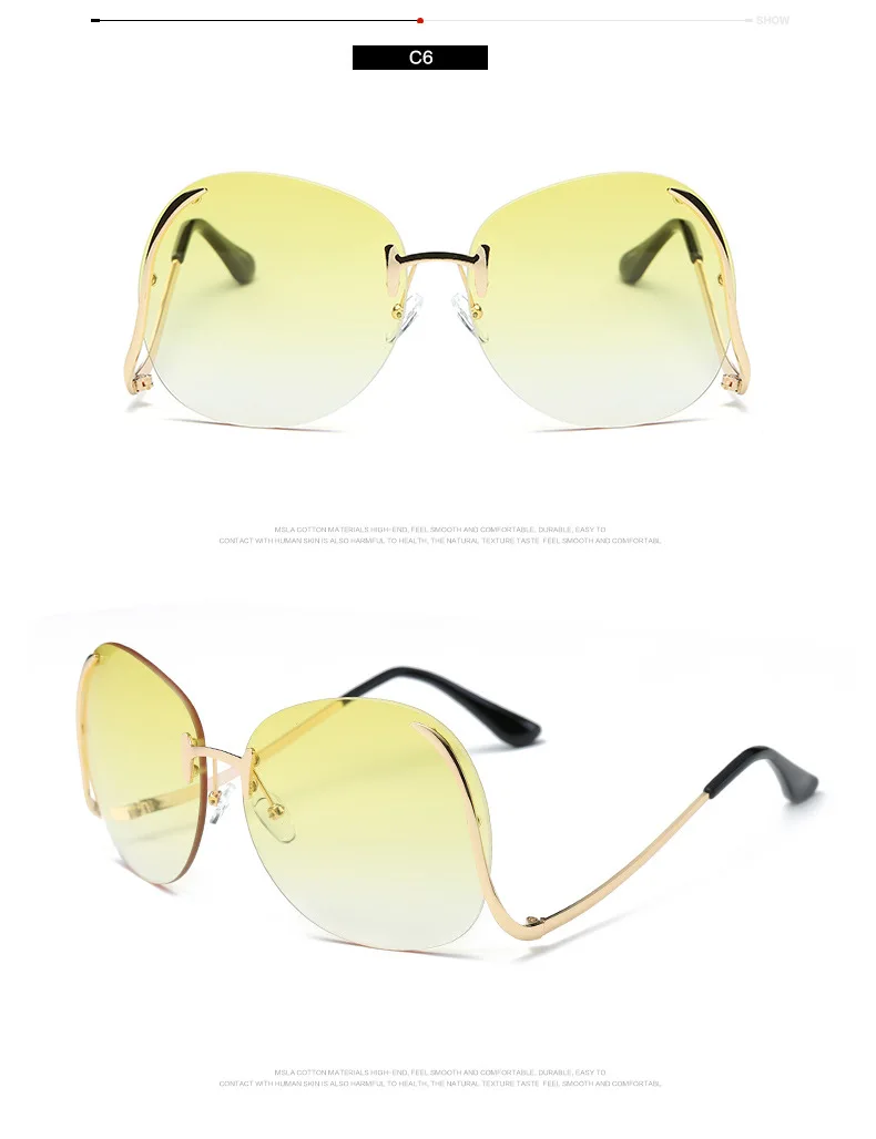 Skyway Newest Rimless Bend Leg Sunglasses Women Brand Designer Trend Colorful Lens Sun Glasses 6898