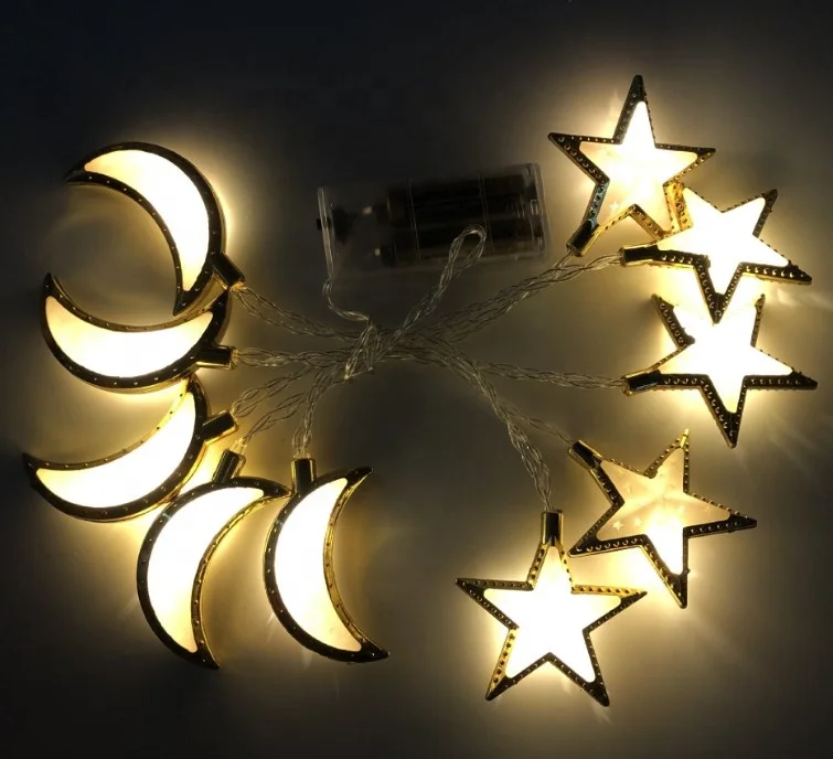 2021 New Moon Star Kareem Led Eid Mubarak Home Decor LED Lights Strip Decor Islam Party Favors