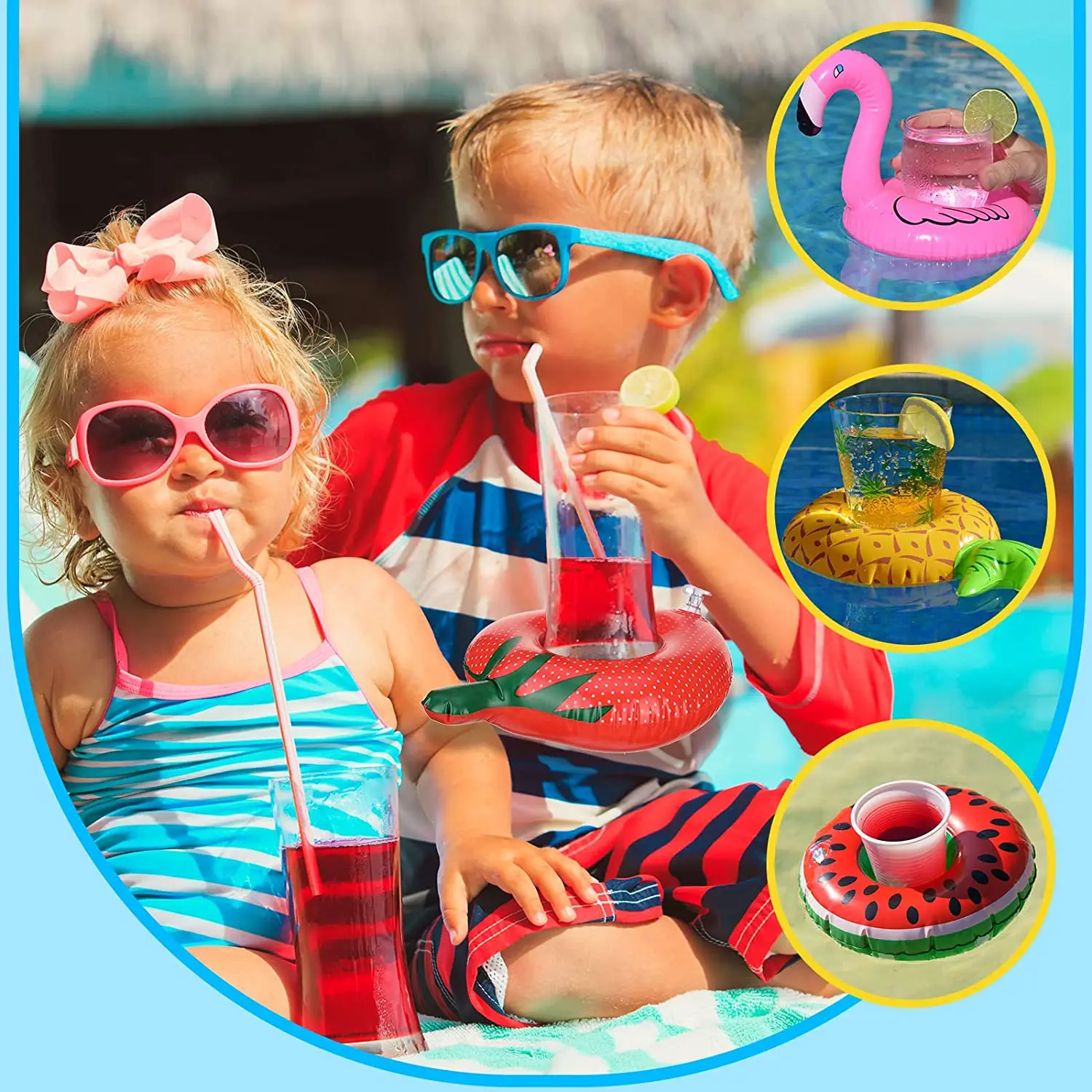 48 Pack Inflatable Drink Holders Drink Float Beer Float For Pool Drink