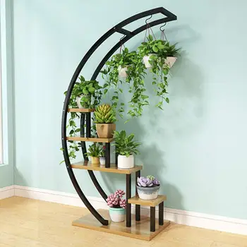 Vertical Garden Powder Coated Metal Wooden Plant Stand Moon Shape Buy Indoor Wooden Planters Large Indoor Planters Ladder Plant Stand Product On Alibaba Com