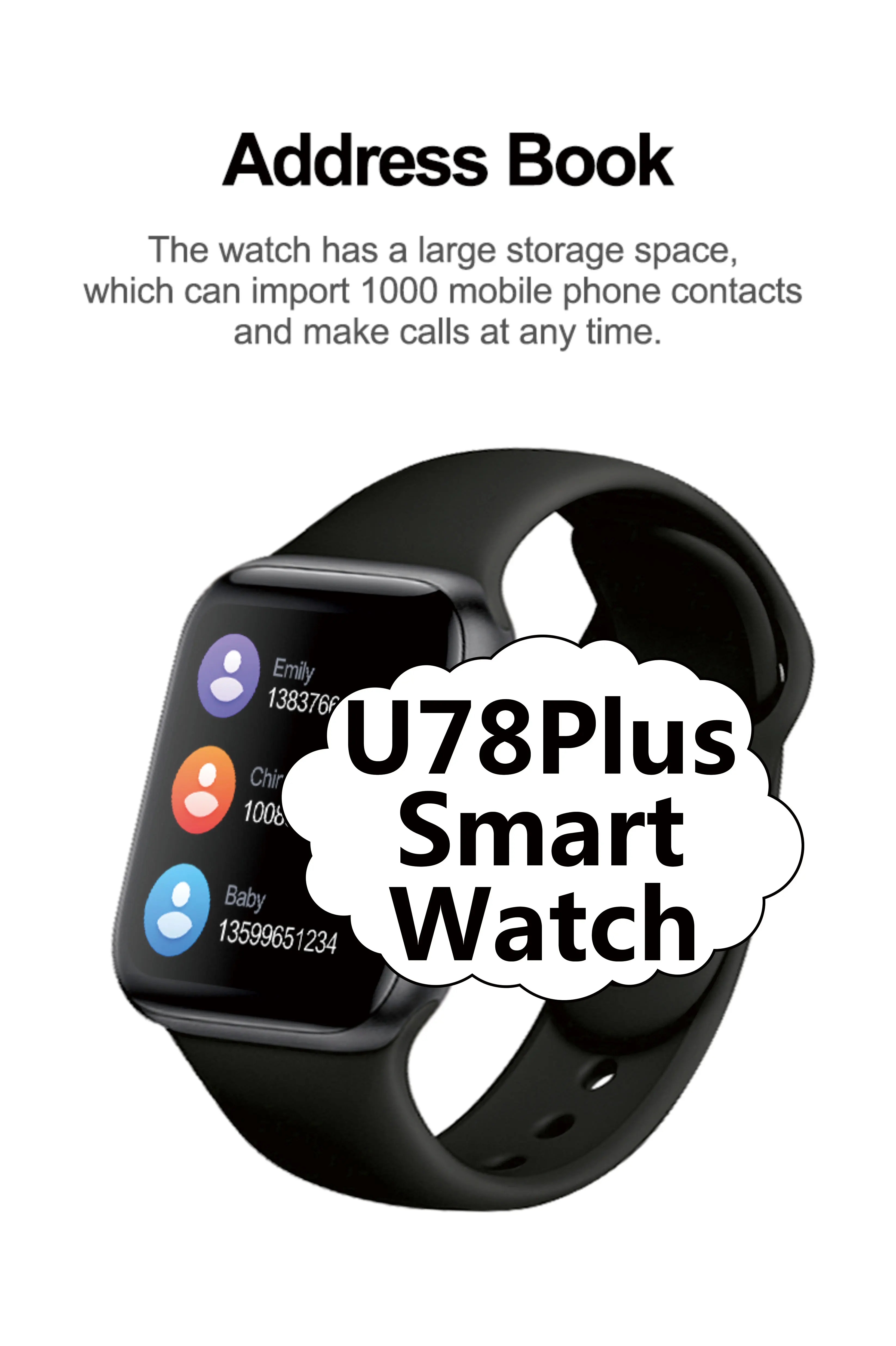 plus bt呼叫手环语音控制温度检查互动ui健身智能手表pk u68 u98