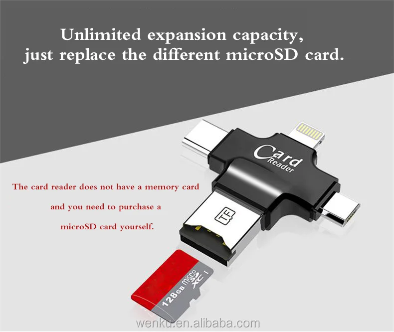 4 in 1 mini Pendrive Card Reader OTG Factory Price Type-C Usb for phone Android magnetic Smart Card Reader With TF/SD - ANKUX.COM