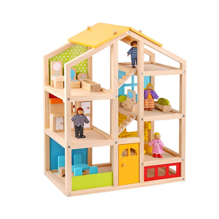 Happy Family Furniture Kids DIY Wooden Toy Crib Doll House