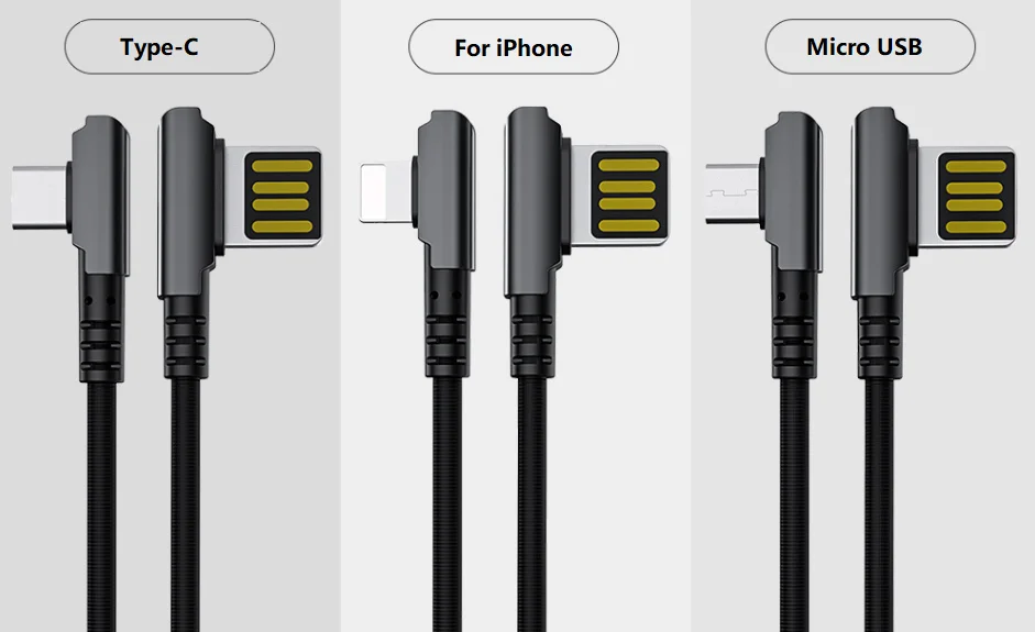 90 Degree Right Angle Zinc Alloy Dual Side Fast Charging Usb To Type C