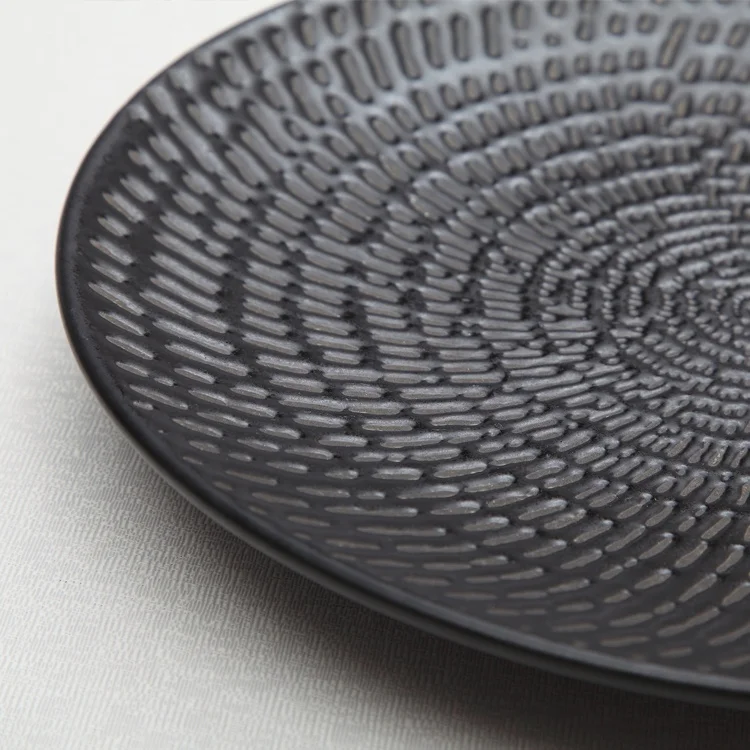 european style black ceramic dinner plate