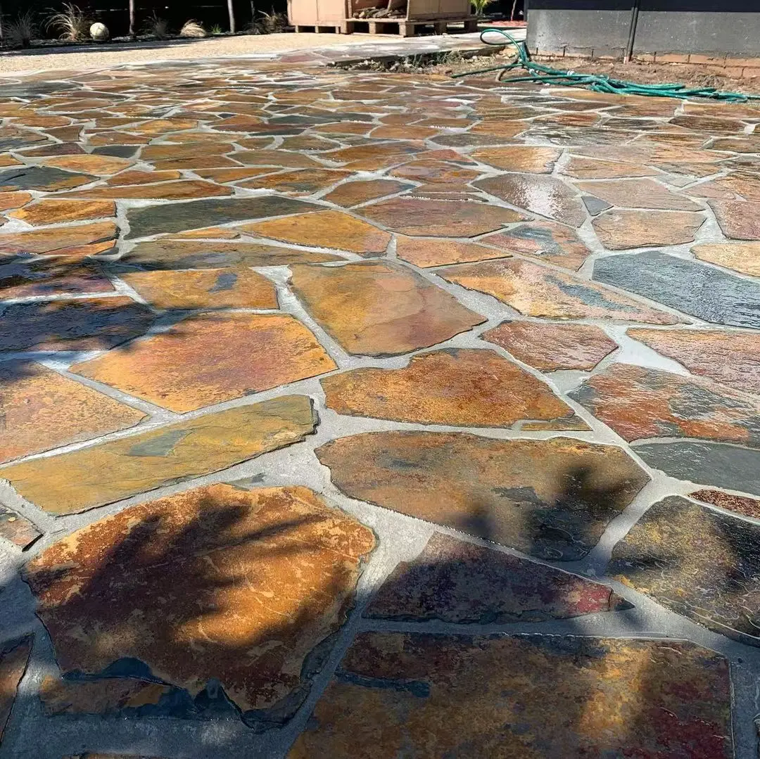 Natural Multicolor Slate Flagstone Paving Tiles For Patio,Garden And