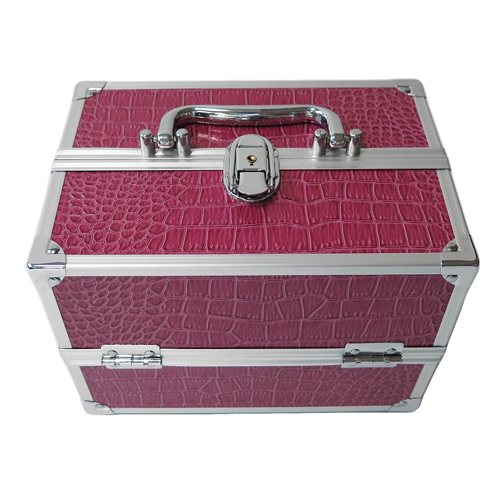 High Quality Portable Make Up Briefcase Metal Travel Hard Bag Vanity