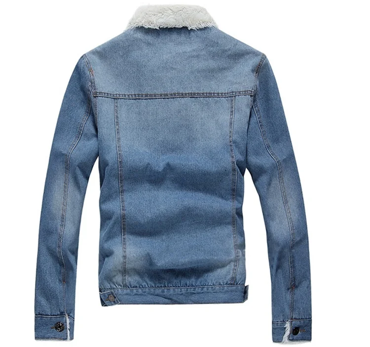 Wholesale Plain Winter Jeans Jaket Mens Patch Button Up Thick Winter Bulk Denim Jacket Buy