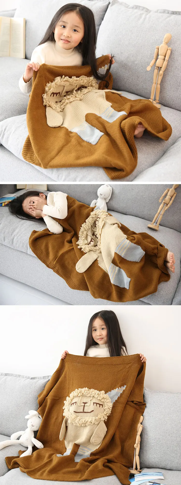 100% organic cotton knitted baby blanket super soft blanket baby fine sleeping partner customized baby blanket