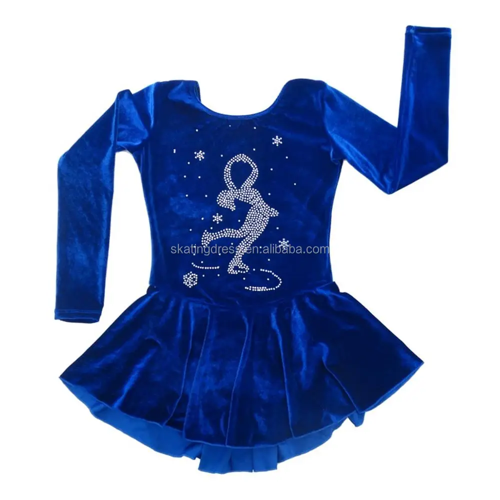 Mystic Twist Back BLUE Velvet Ice Skating Dress Dance Costume Child & Adult 