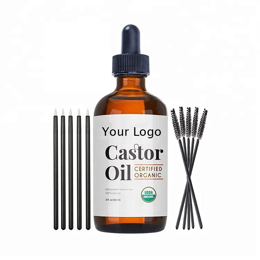 
OEM Private Label Pure Organic Castor Oil For Hair Eyebrow Eyelash Beard Growth 