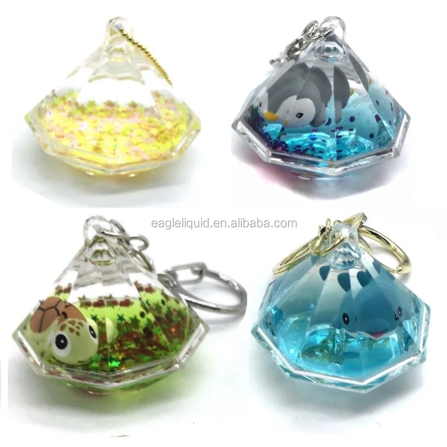 Fashionable Liquid Keychains Custom Acrylic Floating Keychain Water