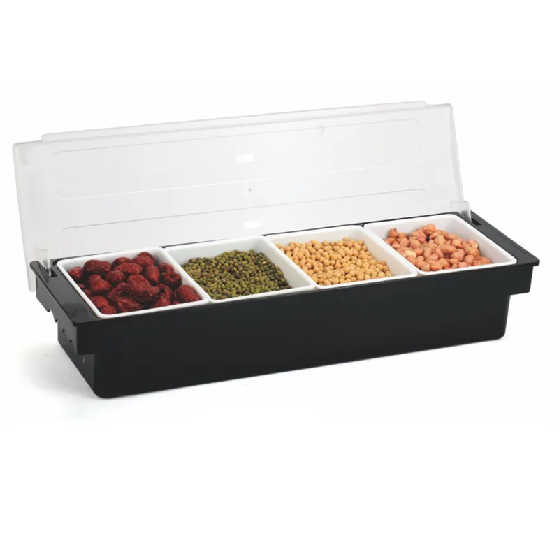 Plastic Bar Condiment Tray 6/4/3 Compartment Serving Container Sauce