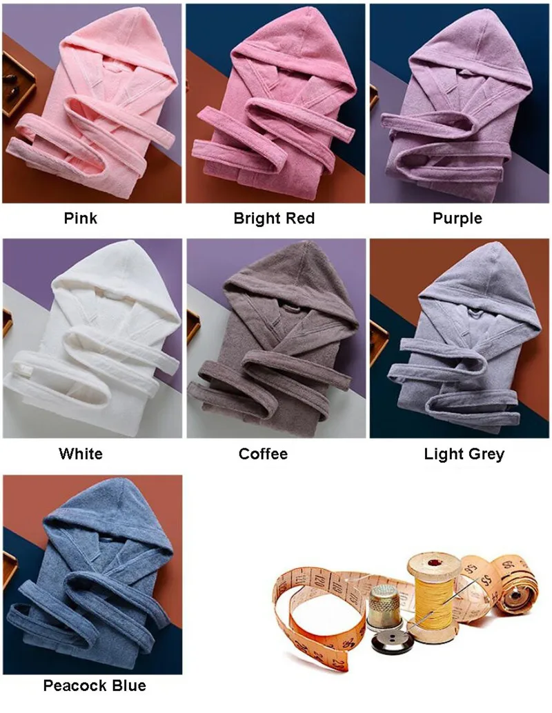 Premium Super Soft Cotton Hotel Bathrobe Combed Terry Cotton Bath Robe Sleepwear Adult Hooded Bathrobe With Hood