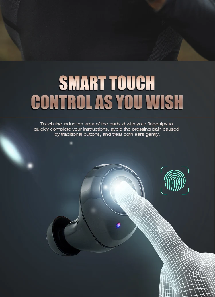 2021 New Model TWS Reroka Revolution Portable LED Touch Control Earbuds Blue 5.1 Ear Buds with Led - ANKUX.COM