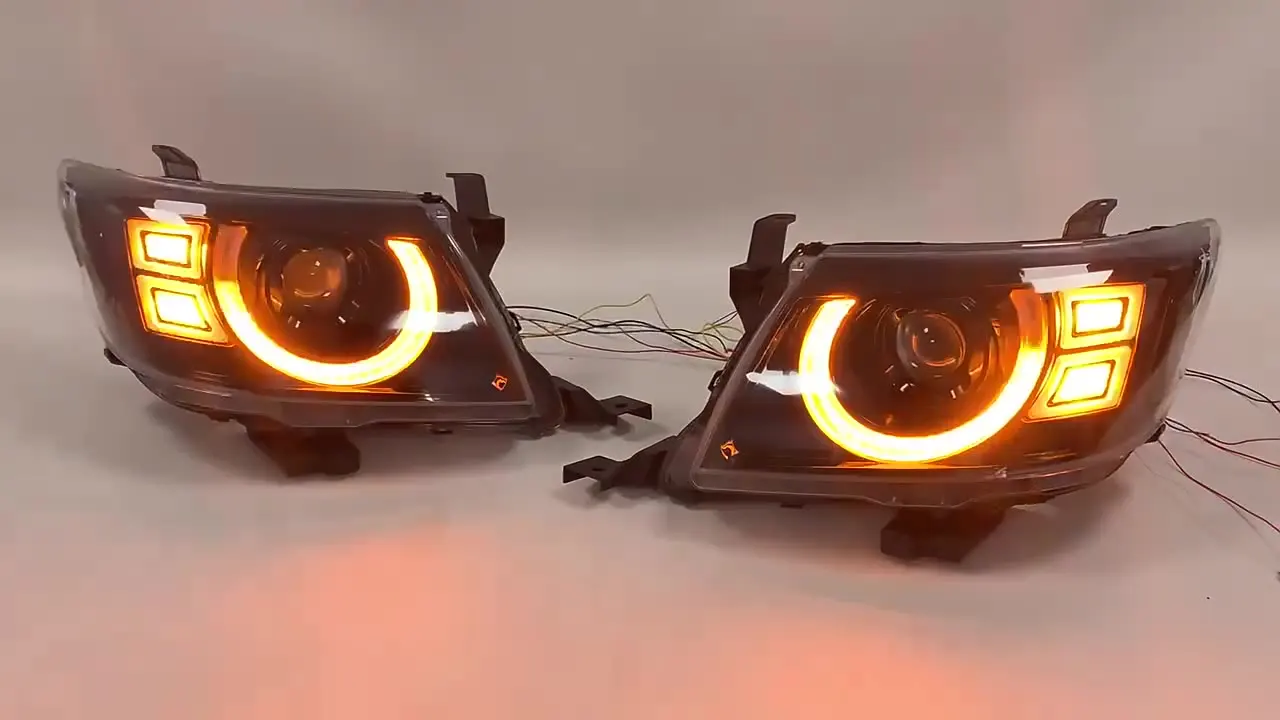 Phares Avant Complets LED Pour Toyota Hilux/Vigo 2012-2014 - Feux De Jour DRL, Clignotants Dynamiques, étanches IP69