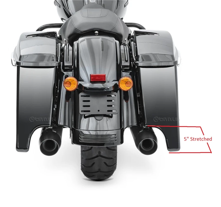 5" Stretched Extended Hard Saddle Bags For Harley Touring Street Glide