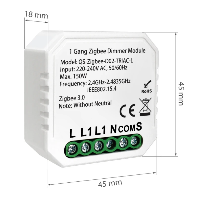 Tuya Smart Zigbee Triac Dimmer for Home Automation Led Lighting