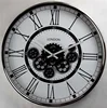 21.5" 54.5CM patent Large morden classic chrome plating silver color metal case clock industrial working cog gear wall clock