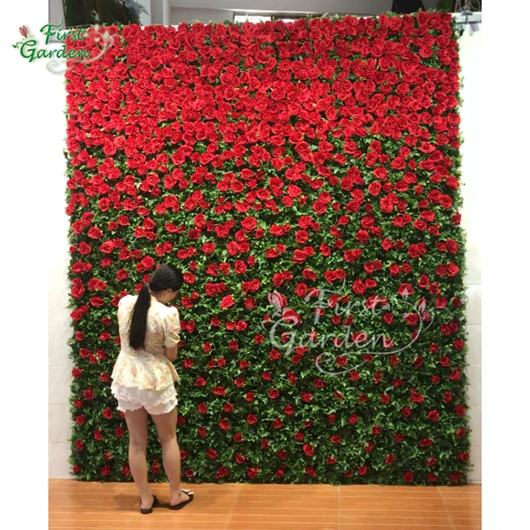 Big Red Rose Artificial Plant Wall Flower For Wedding Planning Scene