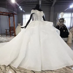 Jancember AHTL1931 2020 Elegant Ball Gown Women Clothing Casual Short Sleeve Dresses Vestidos De Novia wedding dress