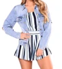 Spring Autumn Winter Women Clothing Plain Distressed Washed Hole Denim Jackets