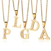 Wholesale Gold 26 Letter Initial Diamond Personalized Name Stainless Steel Jewelry Single Letter Necklace