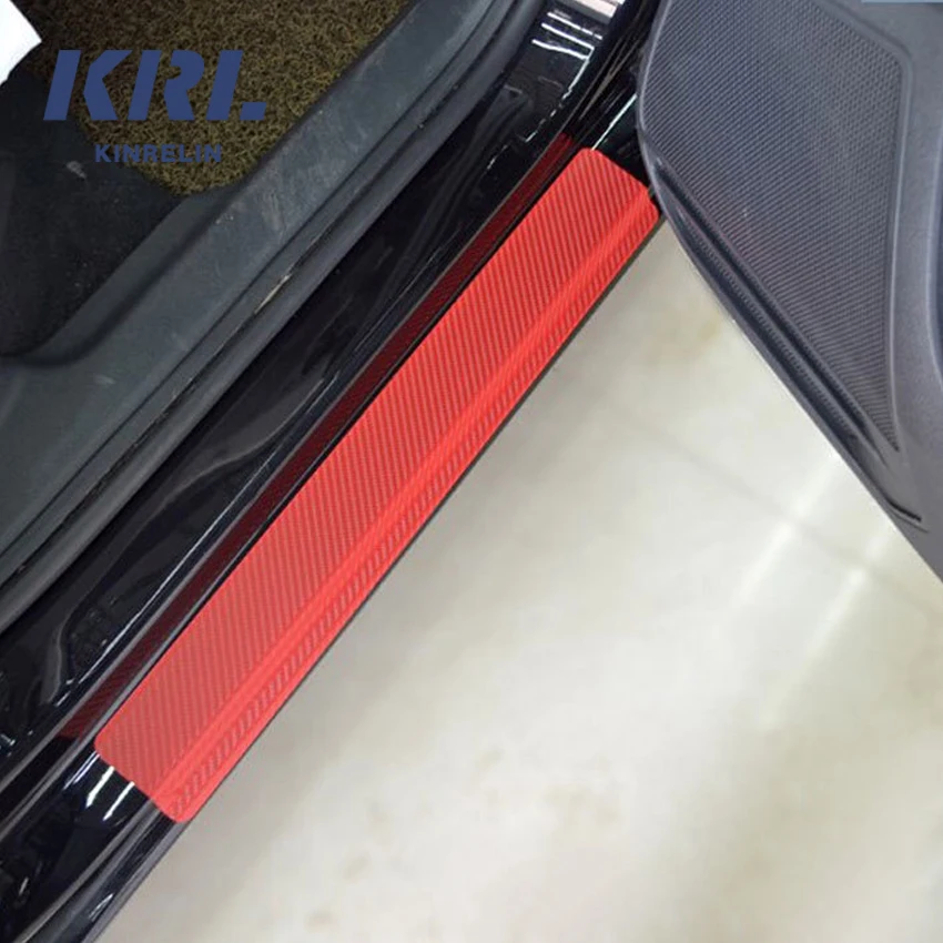 4pcs Carbon Fiber Anti Scratch Car Interior Door Sill Plate Scuff Guard