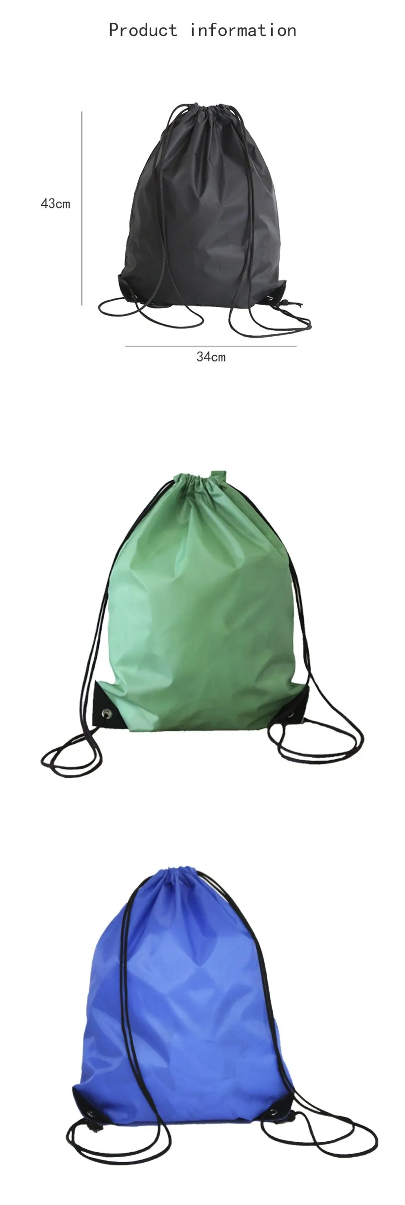 Wholesale Factory Polyester Custom Gym Drawstring Bag Backpack Sports Drawstring Bag