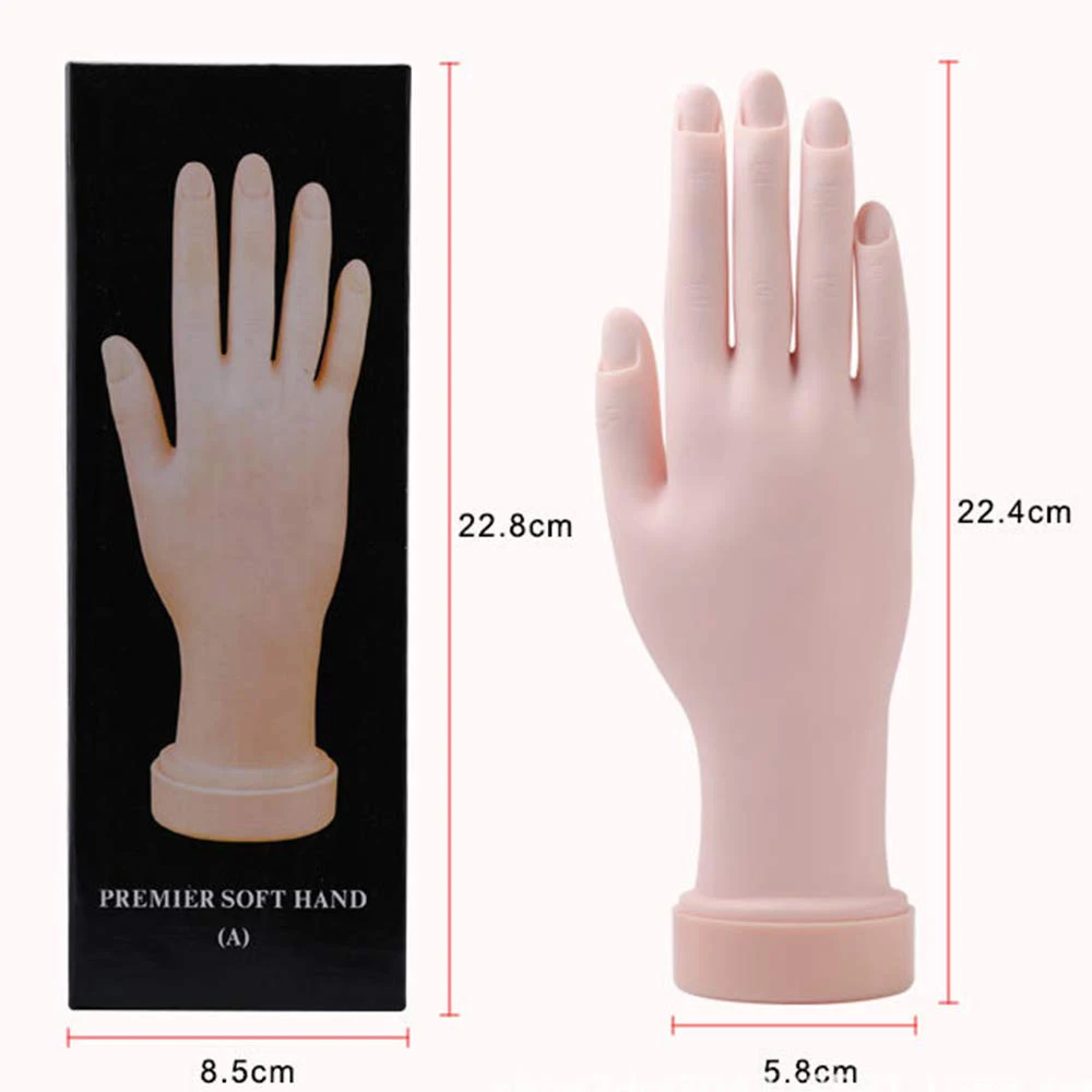 PVC Soft Rubber Fake Hand Manicure Practice Nail Art Training Flexible Bend Practice Hand