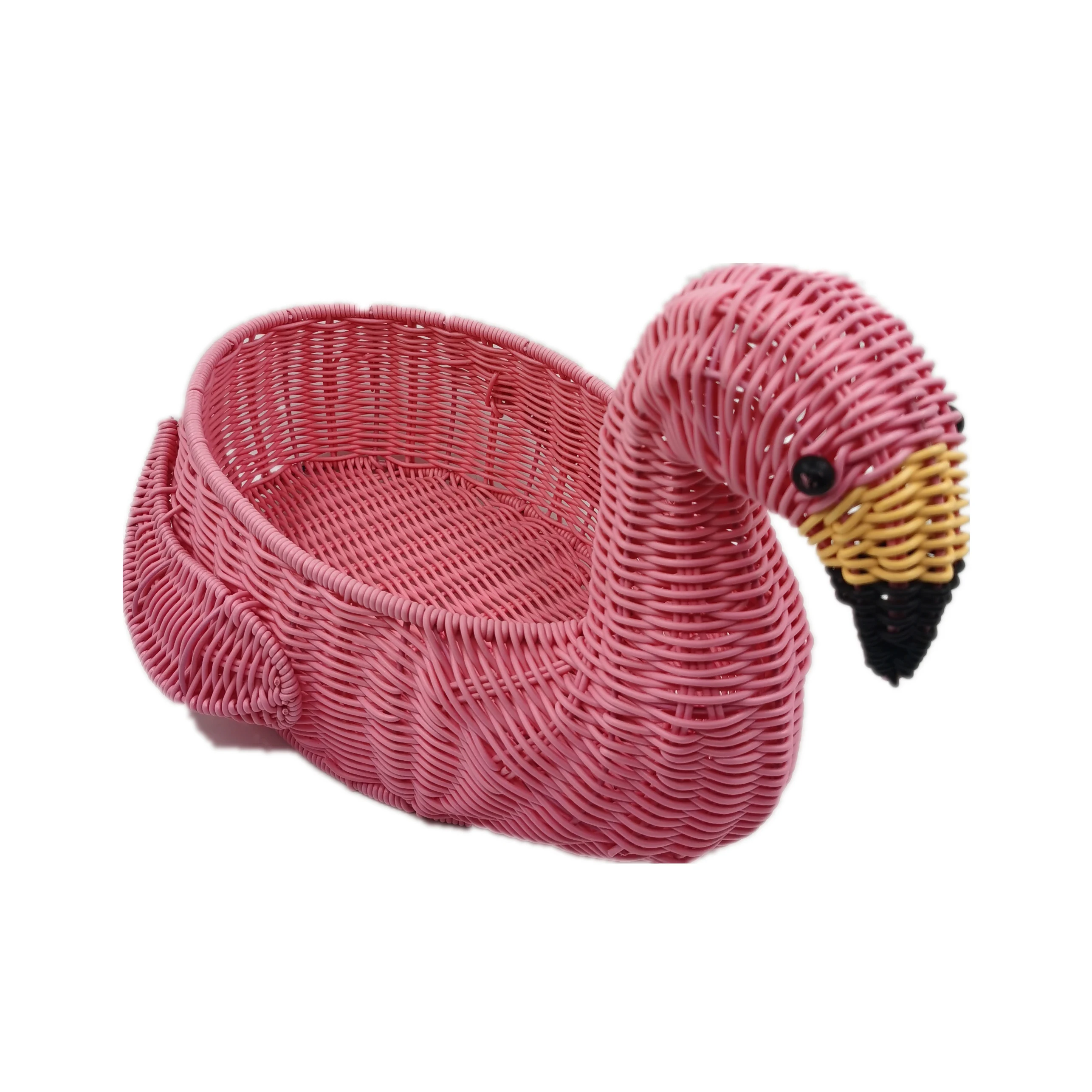 2021 Wholesale Pink Flamingo Bowl Wicker Baskets Server For Storage