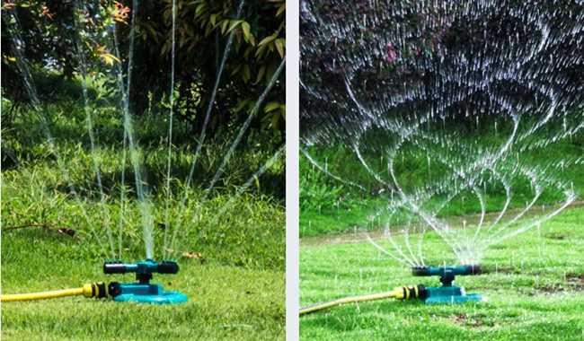 Hot Selling Garden Lawn Sprinkler 360 Degree Automatic Rotating Portable 3 Arms Sprinkler