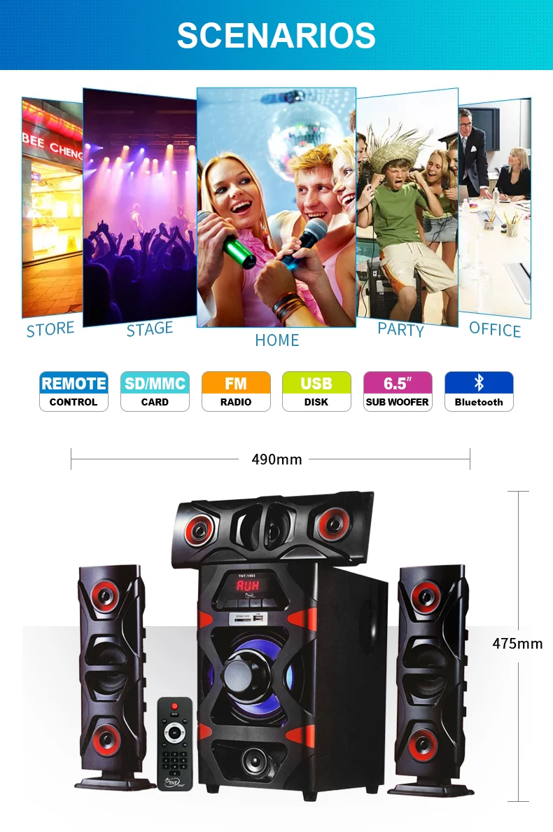 Tengo TG-1403 تشويه منخفضة مكبر للصوت ديناميكية دفعة باس 3.1 المحيطي الصوت مرحبا فاي مكبر صوت متعدد الوسائط نظام