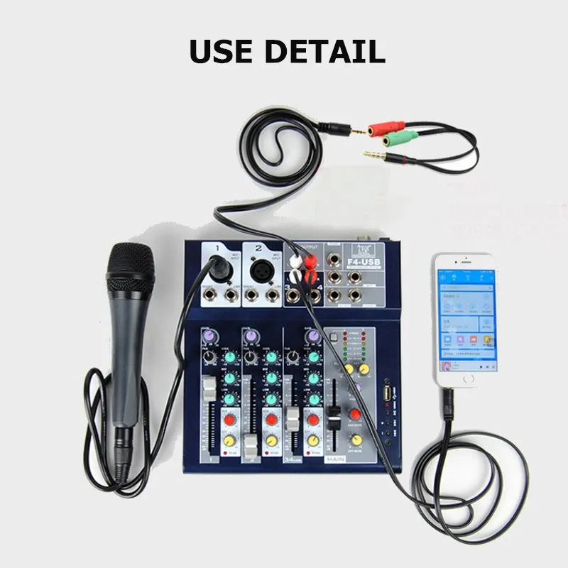 Phantom Power Professional F4 Mixer With Usb Stage Performance Mixer Karaoke Live 4channel