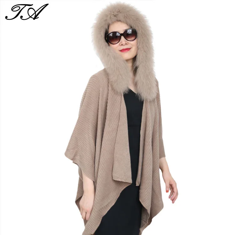 fur trimmed hooded cape