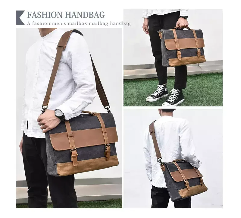men's canvas shoulder messenger bag