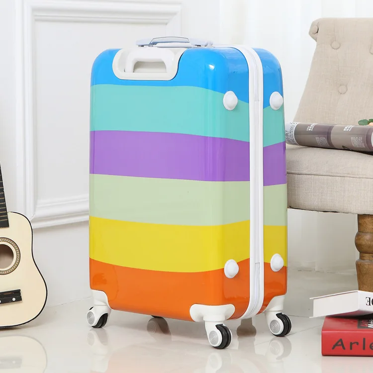 Wholesale Custom Print Pink smile face pattern Kids Trolley Hard case  Luggage 20/24/28'' Travel Suitcase From m.