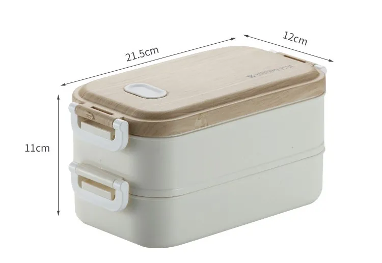 Single/Double Layer Stainless Steel Lunch Box With Lock Portable Plastic Wood Grain Lid Student Adult Tiffin Bento Box