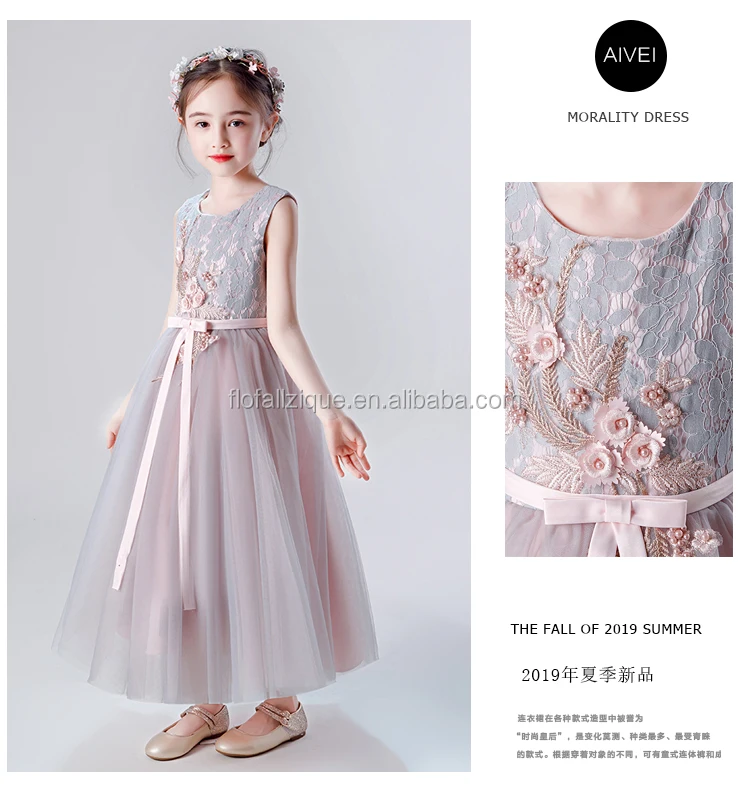 Source Om Gray Flower Girls Dress Frock Kids Wholesale Clothing