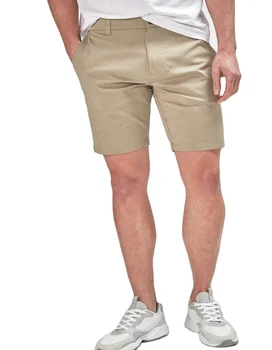 mens elastic khaki shorts