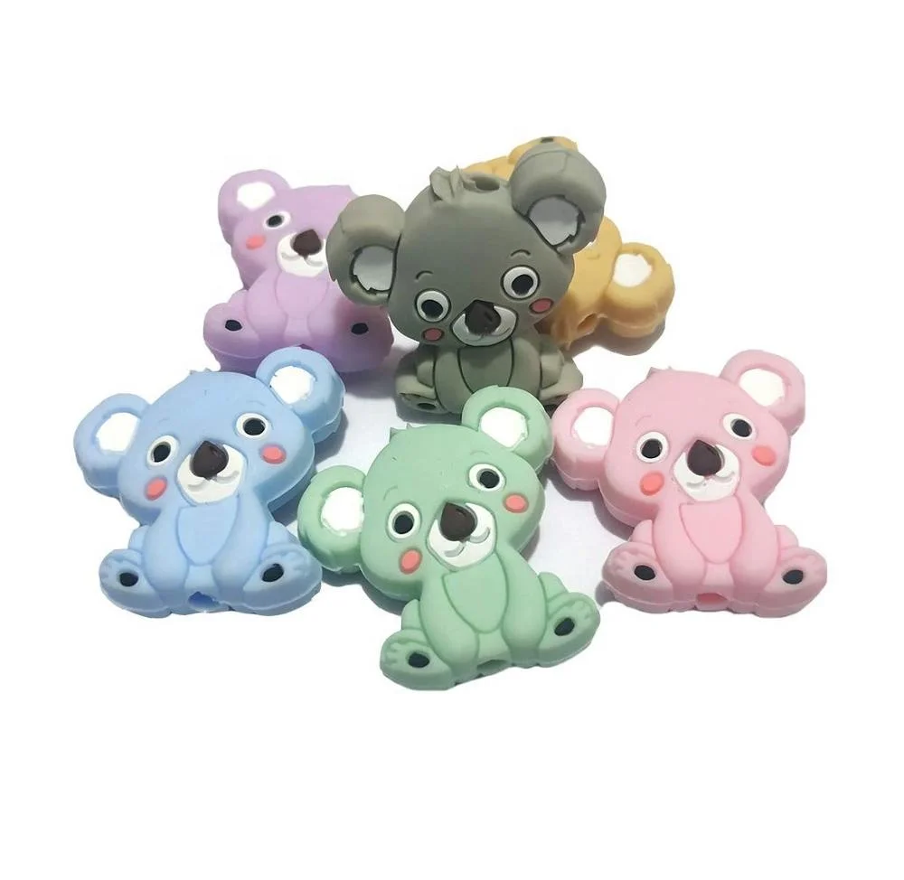 
Silicone Koala Beads Teether Baby Teething Toys BPA Free Food Grade Pearls Nursing Gifts DIY Silicone Necklace Baby Gift 