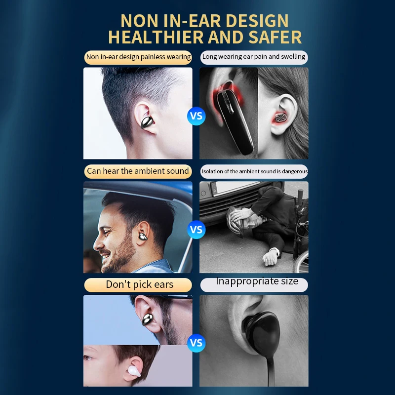 S19 non-Ear Wireless Bluetooth headset single-ear mini invisible small ear-mounted bone conduction concept super long standby - ANKUX.COM