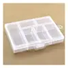 Portable Plastic 6-Compartment Storage Container Small Case Key Ring Pill Box Transparent