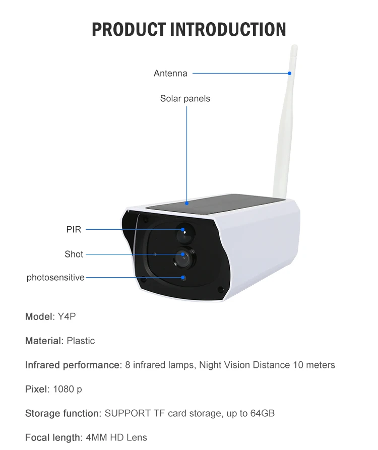 Outdoor IP67 Wireless 2MP 1080P IP Security Surveillance Solar Powered CCTV Wifi Camera