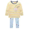 Casual girls' clothing fall sets 2019 autumn cartoon printed rainbow