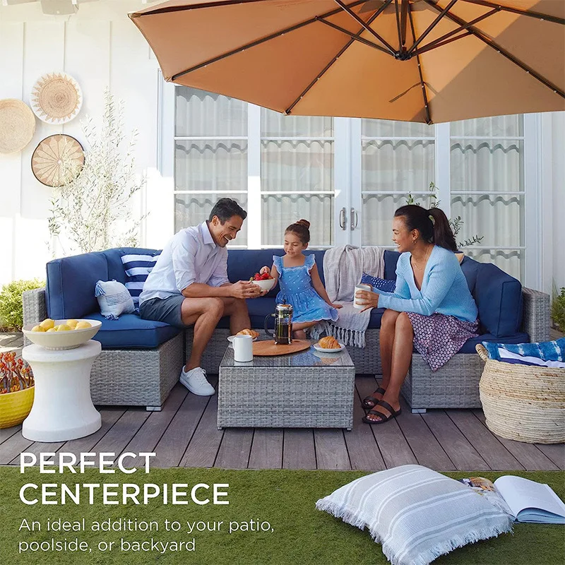 7pcs Rattan Chair Wicker Cane Outdoor Patio Sectional Sofa Rattan Furniture Garden Sofas Garden Seating Set factory