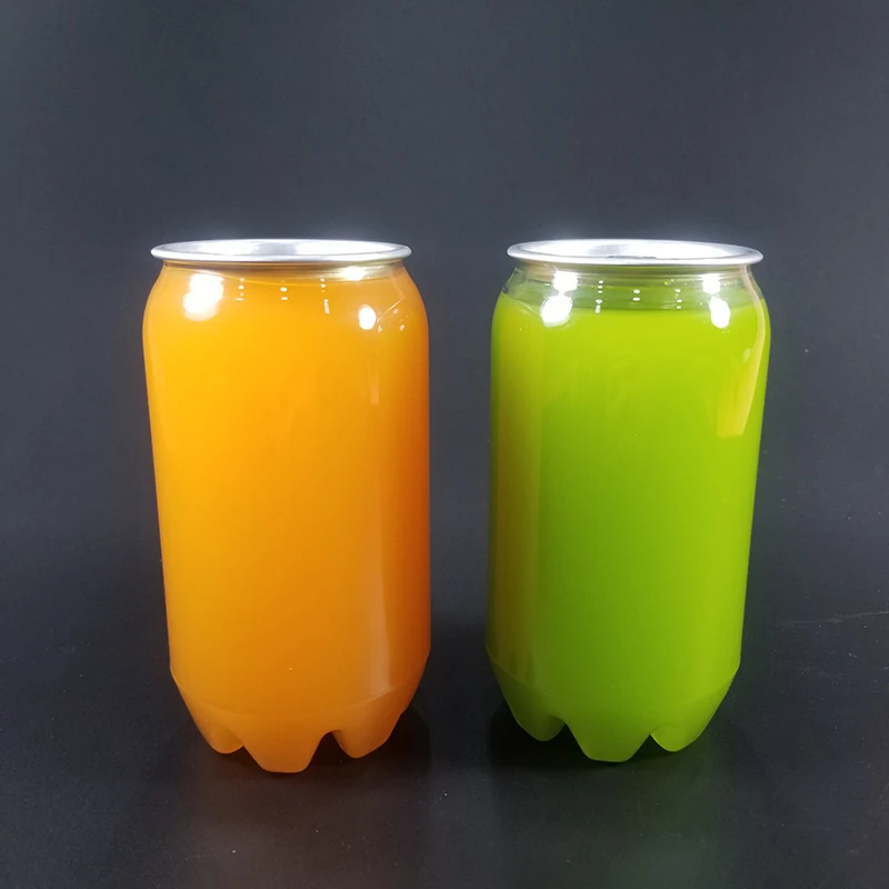 Custom Pet 350ml 450ml 550ml Clear Plastic Cans For Milk Tea Or Juice ...