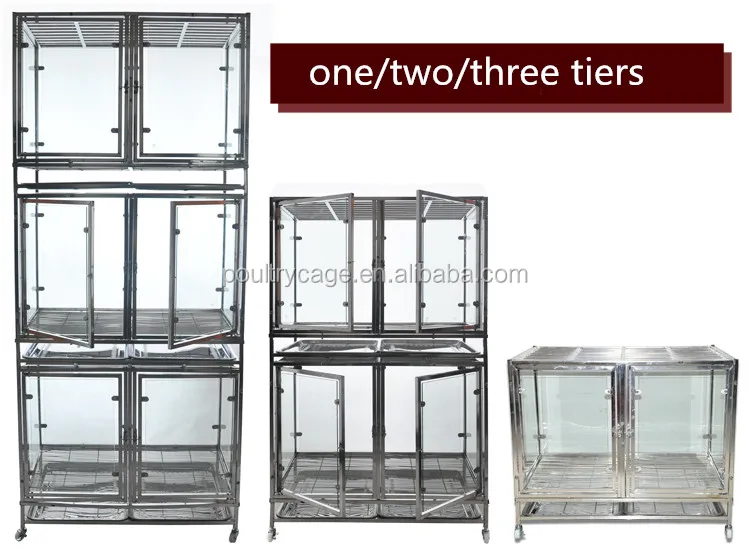 New Arrive Glass Stackable Dog Cages With Stainless Steel Frame Buy